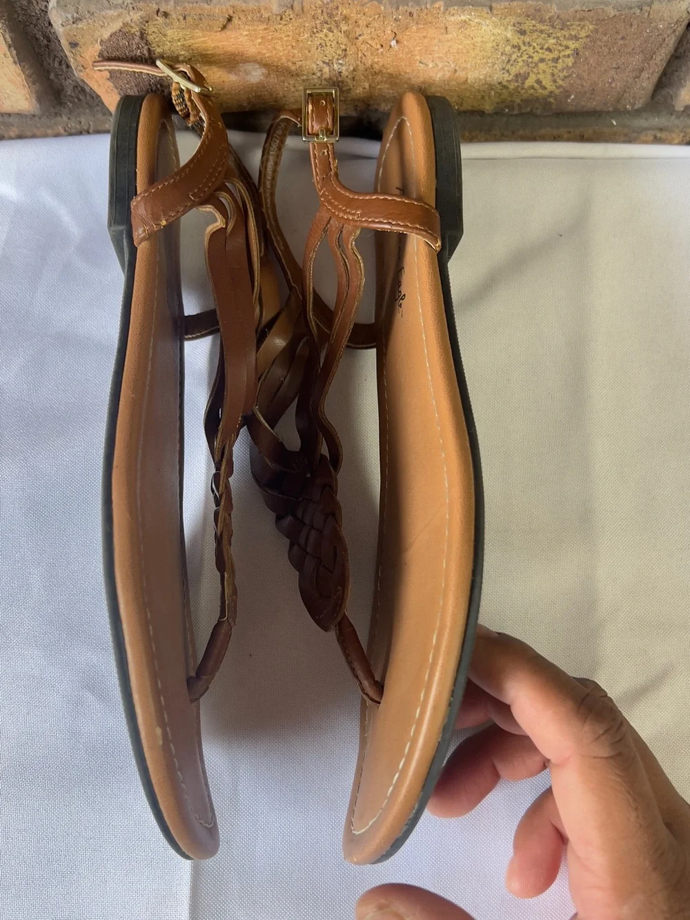 American Eagle Outfitters Brown Braided T-Strap Sandals
